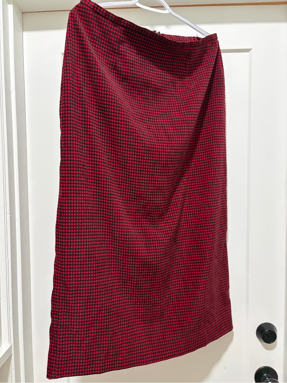 Womens Houndstooth Red Maxi Skirt